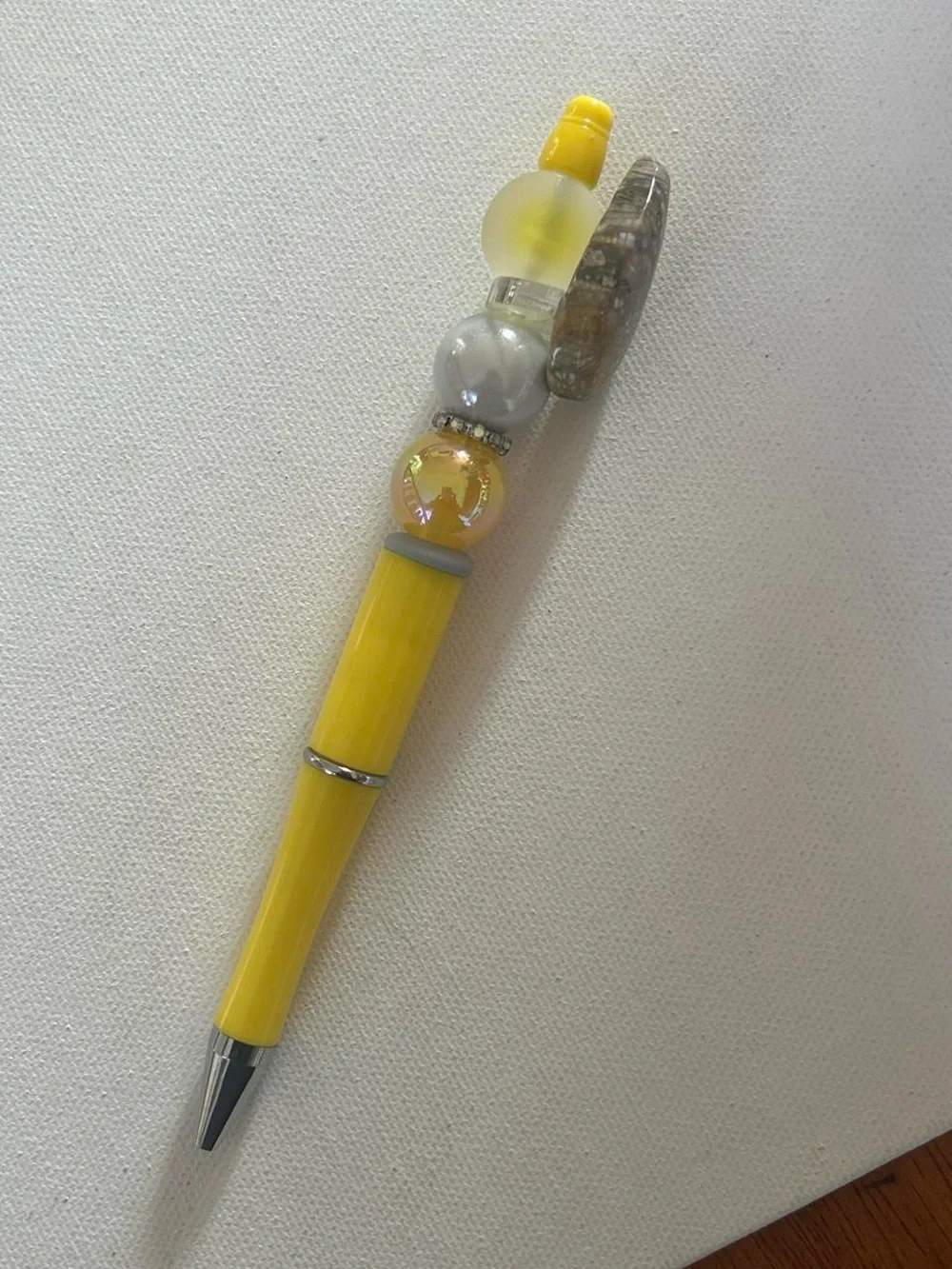 Yellow Decorative Pen with Beaded Accent - Home Accents